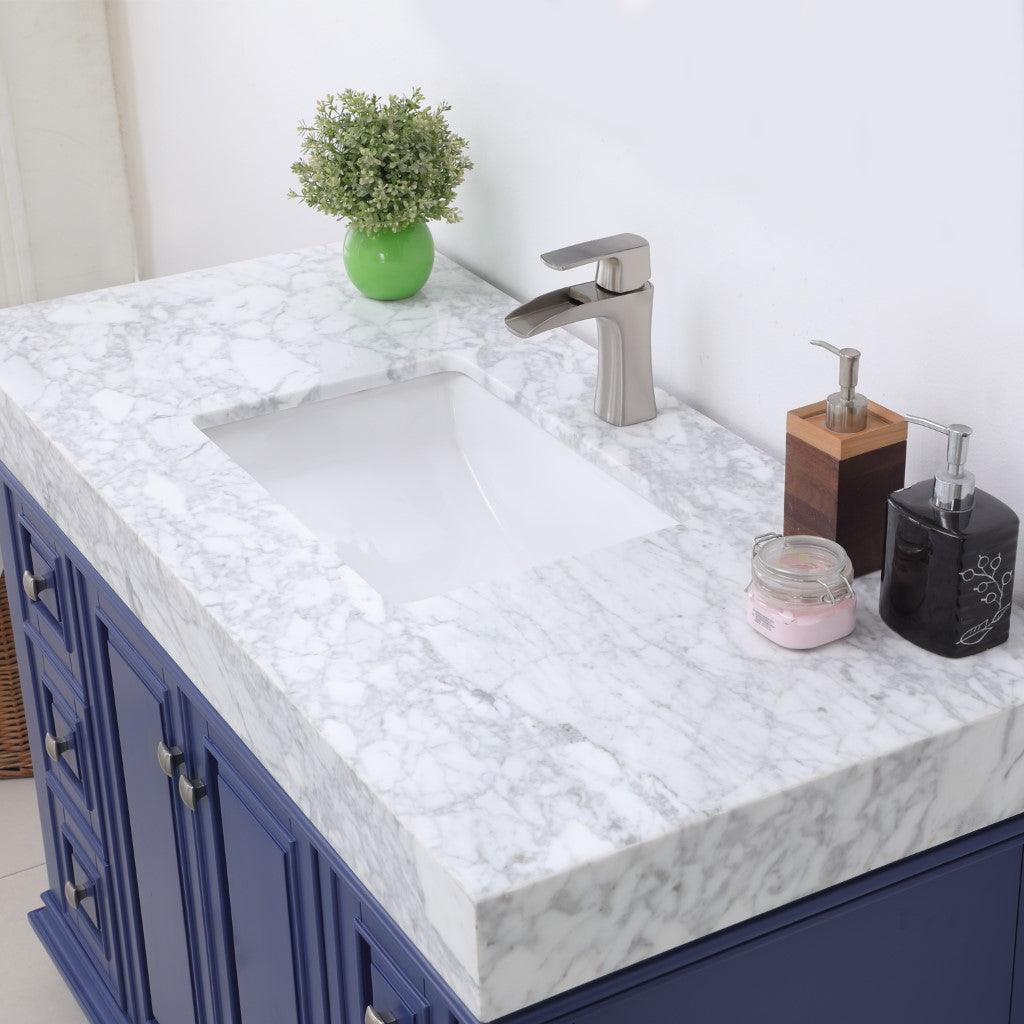 
  
  Altair Jardin Single Bathroom Vanity Set with Carrara White Marble Countertop, Optional Mirror
  
