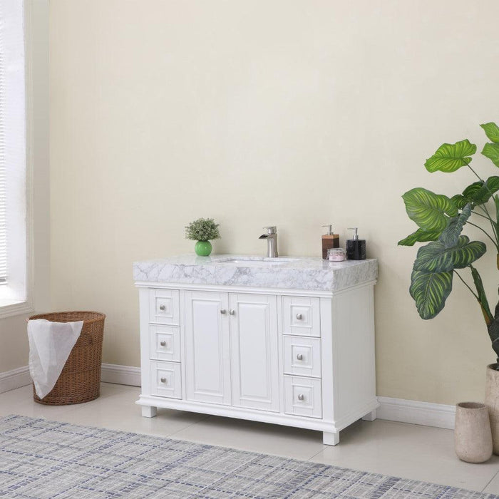 Altair Jardin Single Bathroom Vanity Set with Carrara White Marble Countertop, Optional Mirror - Sea & Stone Bath