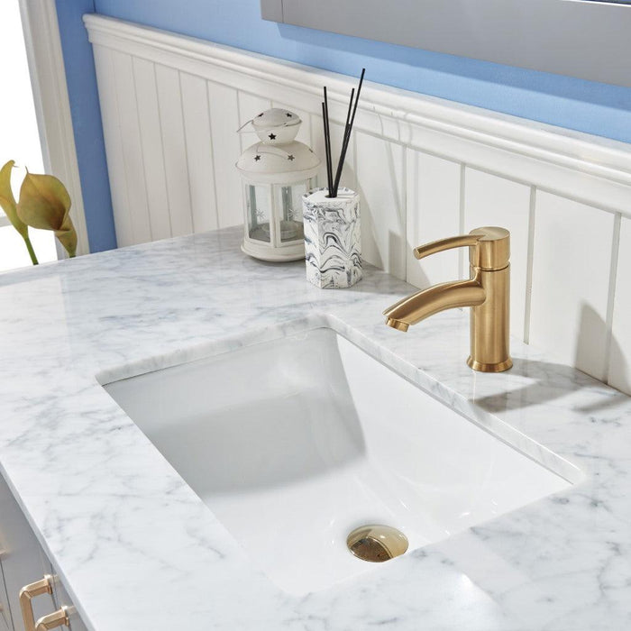 Altair Sutton Single Bathroom Vanity Set with Carrara White Marble Countertop, Optional Mirror - Sea & Stone Bath