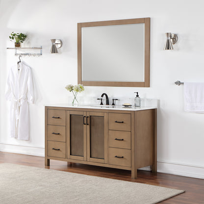 Altair Hadiya Single Bathroom Vanity Set with Carrara White Composite Stone Countertop, Optinal Mirror