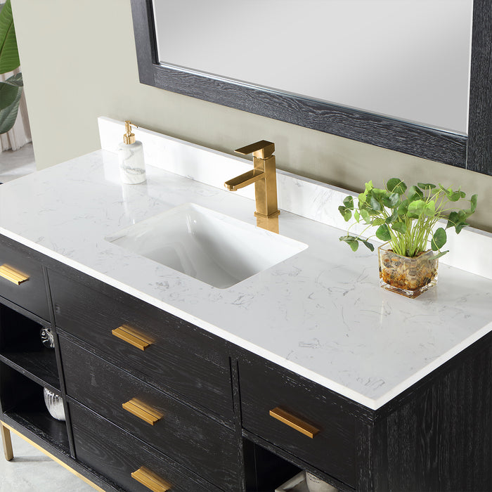 Altair Kesia Single Bathroom Vanity Set with Carrara White Composite Stone Countertop, Optional Mirror