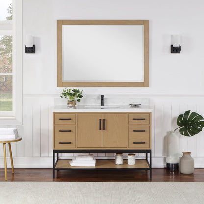 Altair Wildy Single Bathroom Vanity Set with Grain White Composite Stone Countertop, Optional Mirror - Sea & Stone Bath