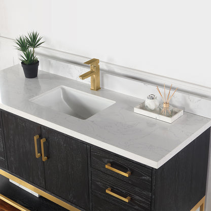 Altair Wildy Single Bathroom Vanity Set with Grain White Composite Stone Countertop, Optional Mirror