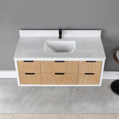 Altair Dione Single Bathroom Vanity with Aosta White Composite Stone Countertop and Optional Mirror