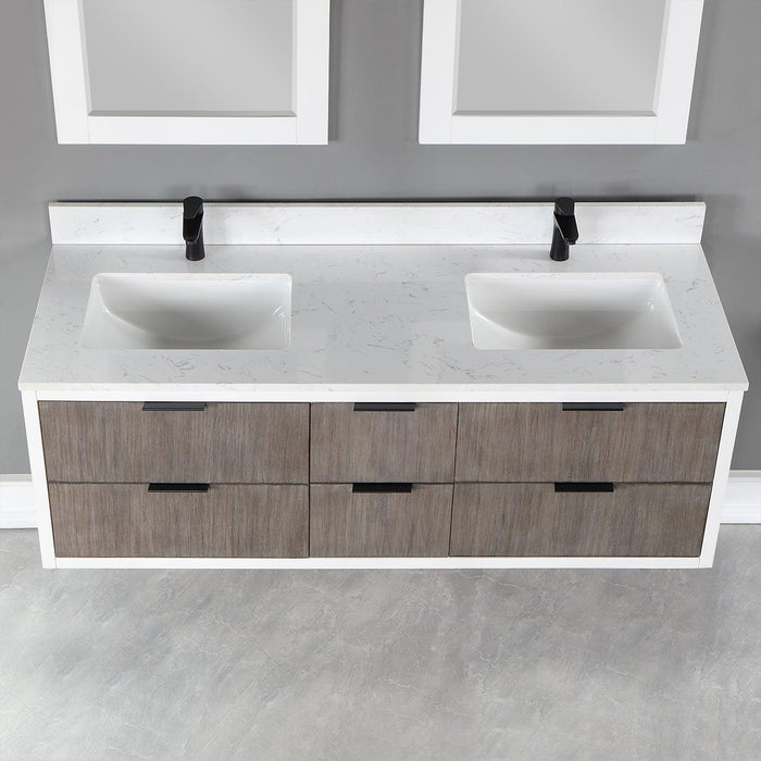 Altair Dione Double Bathroom Vanity with Aosta White Composite Stone Countertop and Optional Mirror - Sea & Stone Bath