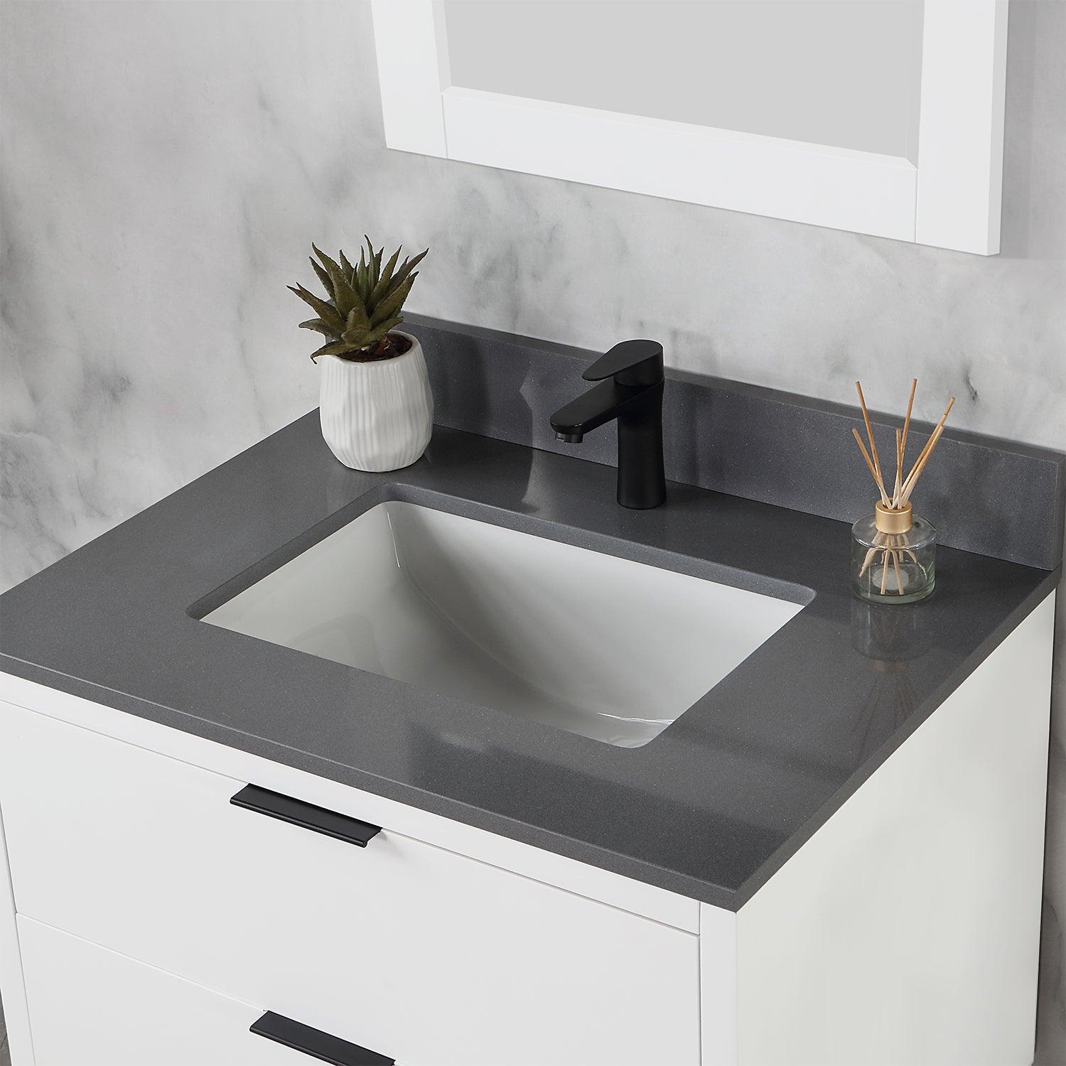 
  
  Altair Helios Single Bathroom Vanity with Composite Stone Countertop and Optional Mirror
  
