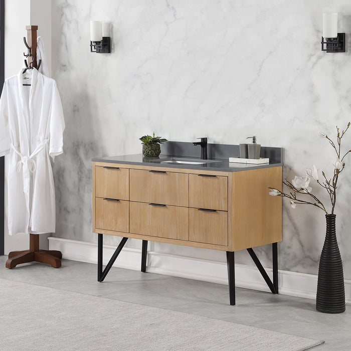 Altair Helios Single Bathroom Vanity with Composite Stone Countertop and Optional Mirror