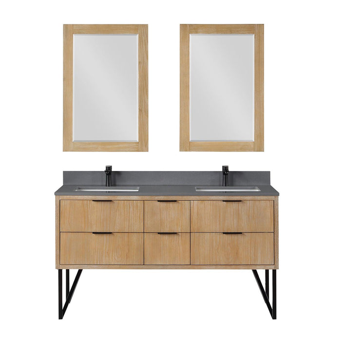 Altair Helios Double Bathroom Vanity with Composite Stone Countertop and Optional Mirror - Sea & Stone Bath