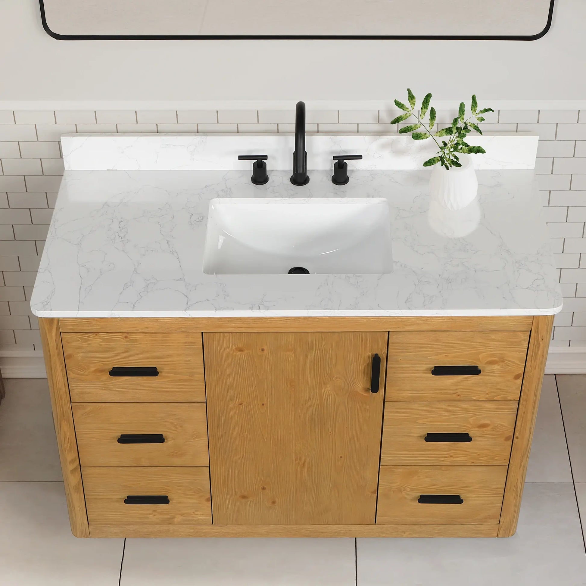 Altair Perla Single Bathroom Vanity in Natural Wood with Grain