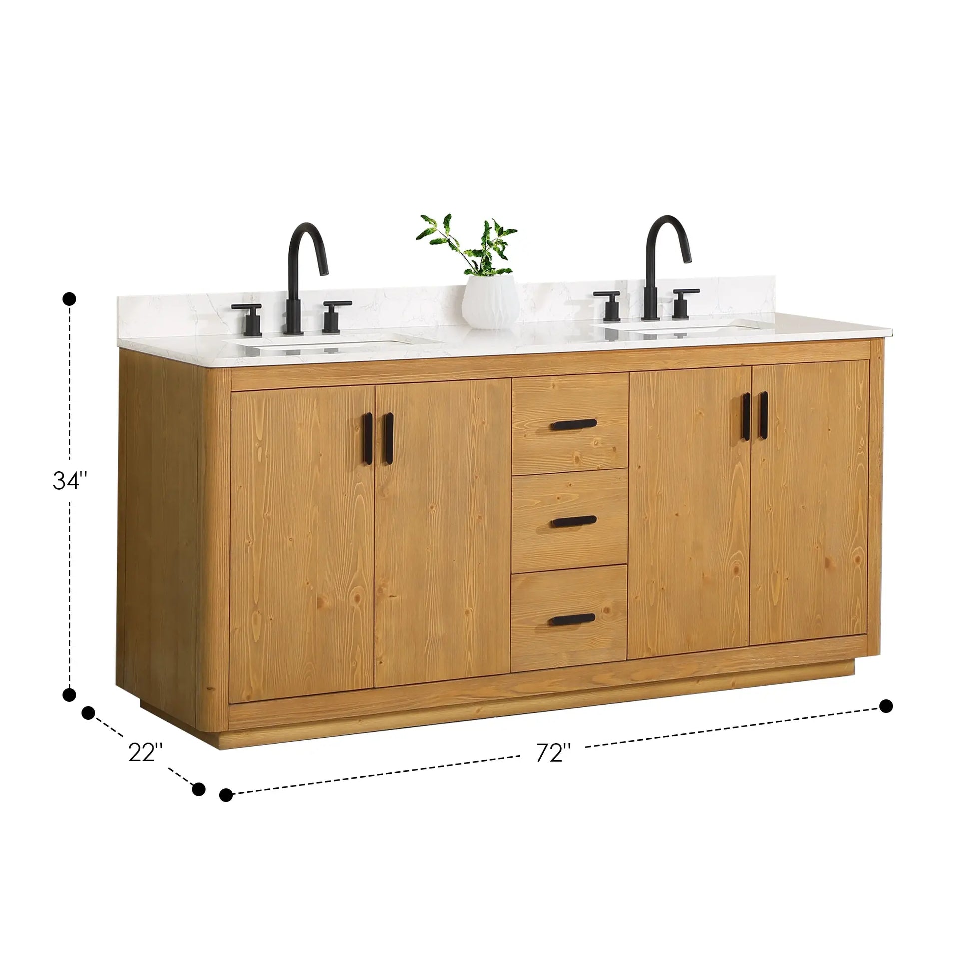 Altair Perla Double Bathroom Vanity in Natural Wood with Grain White Composite Stone Countertop and Optional Mirror - Sea & Stone Bath