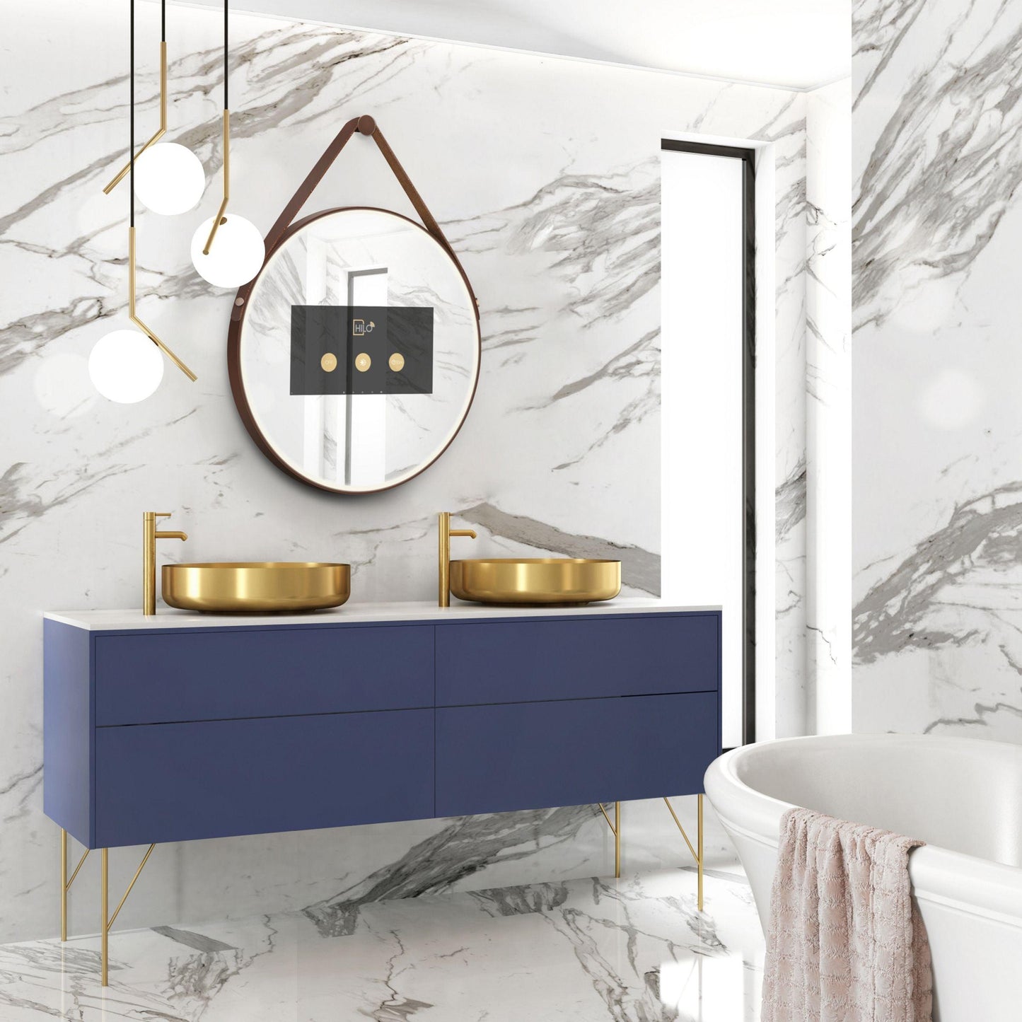 Hilo Light Smart LED Hollywood-Style Mirror 19.7"W x 19.7"H x 1.6"D - Sea & Stone Bath