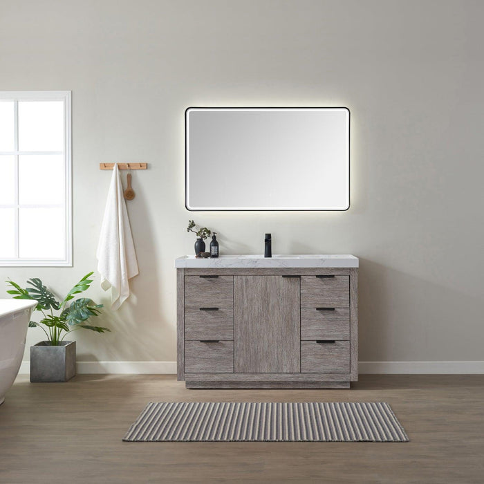 Vinnova Leiza Single Sink Bath Vanity with Stone Countertop and Optional Mirror - Sea & Stone Bath