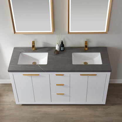 Vinnova Leiza Double Sink Bath Vanity with Stone Countertop and Optional Mirror - Sea & Stone Bath