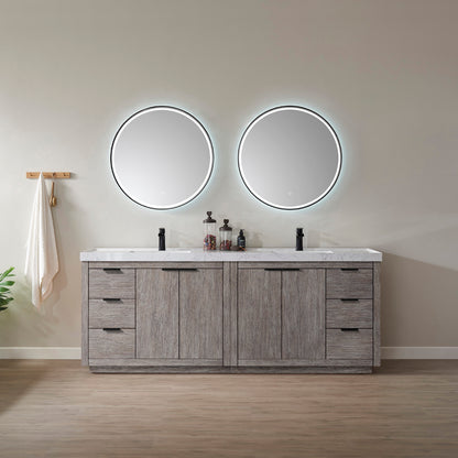 Vinnova Leiza Double Sink Bath Vanity with Stone Countertop and Optional Mirror