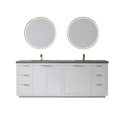 Vinnova Leiza Double Sink Bath Vanity with Stone Countertop and Optional Mirror