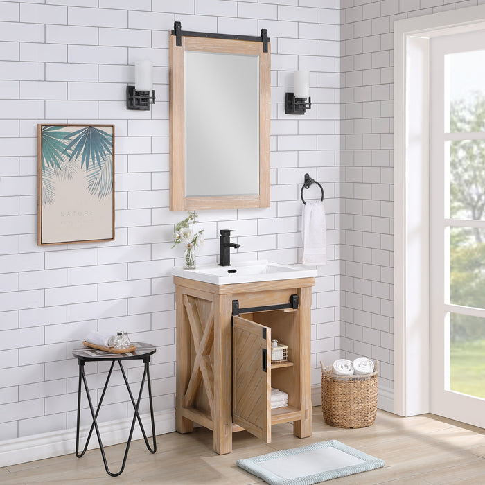 Vinnova Cortes Single Sink Bath Vanity with White Composite Countertop and Optional Mirror