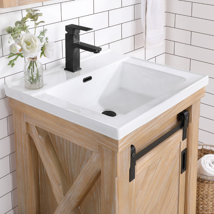 Vinnova Cortes Single Sink Bath Vanity with White Composite Countertop and Optional Mirror