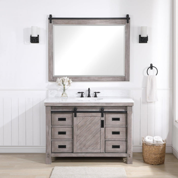 Vinnova Cortes Single Sink Bath Vanity with White Composite Countertop and Optional Mirror - Sea & Stone Bath