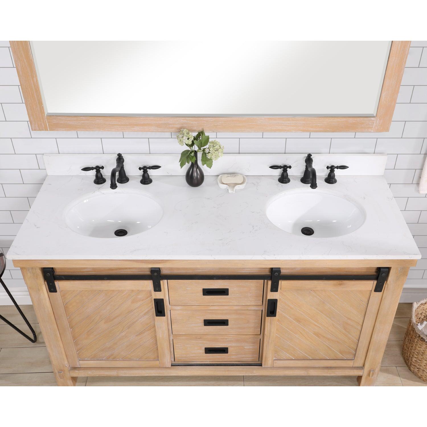 
  
  Vinnova Cortes Double Sink Bath Vanity with White Composite Countertop and Optional Mirror
  

