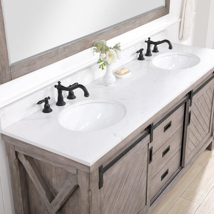 Vinnova Cortes Double Sink Bath Vanity with White Composite Countertop and Optional Mirror - Sea & Stone Bath