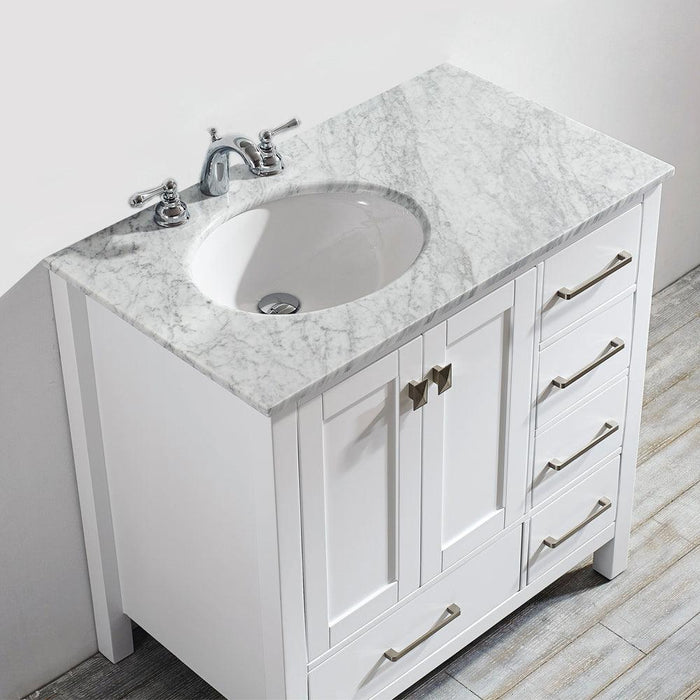 Vinnova Gela Single Vanity with Carrara White Marble Countertop - Sea & Stone Bath