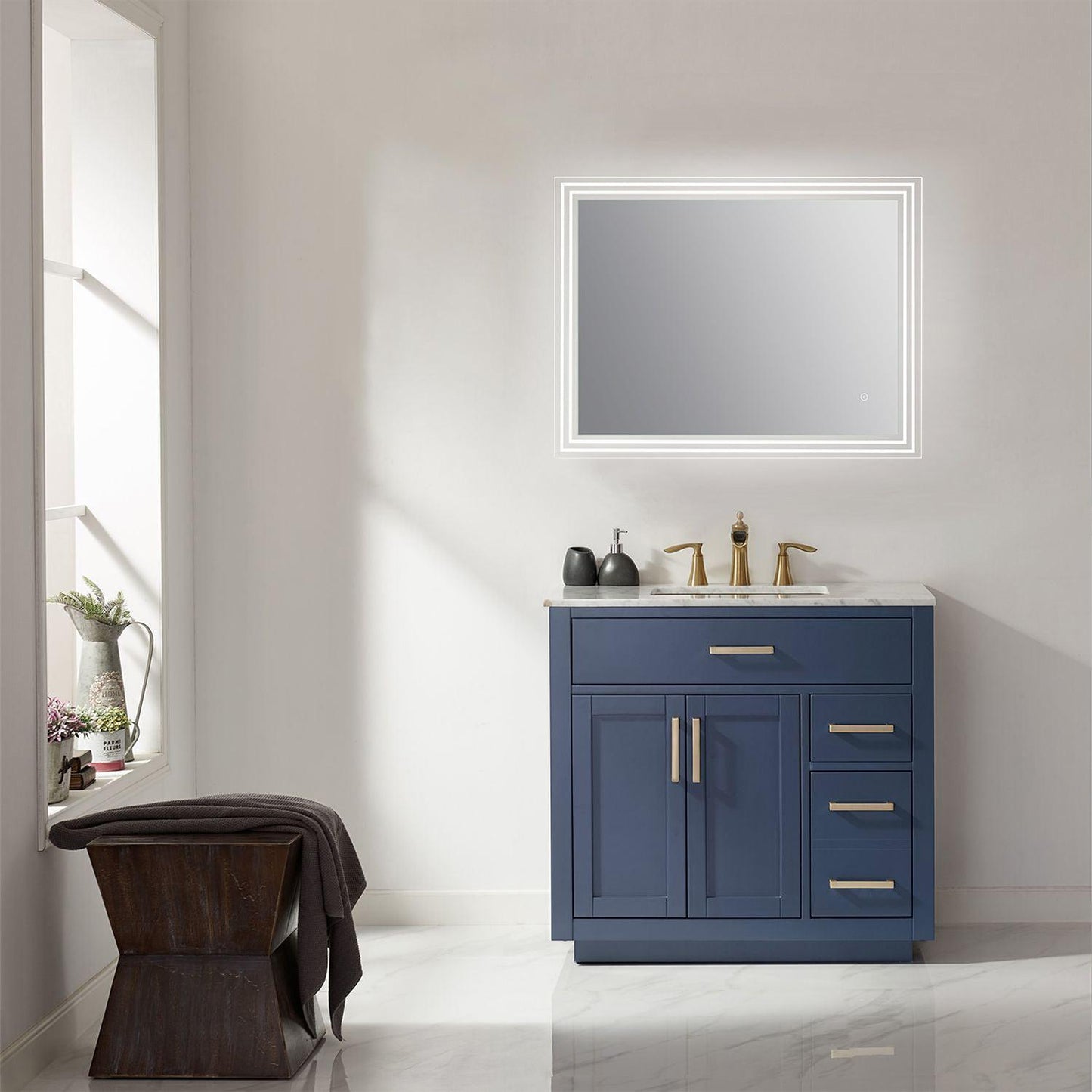 Altair Livorno Rectangle Frameless Modern LED Bathroom Vanity Mirror - Sea & Stone Bath