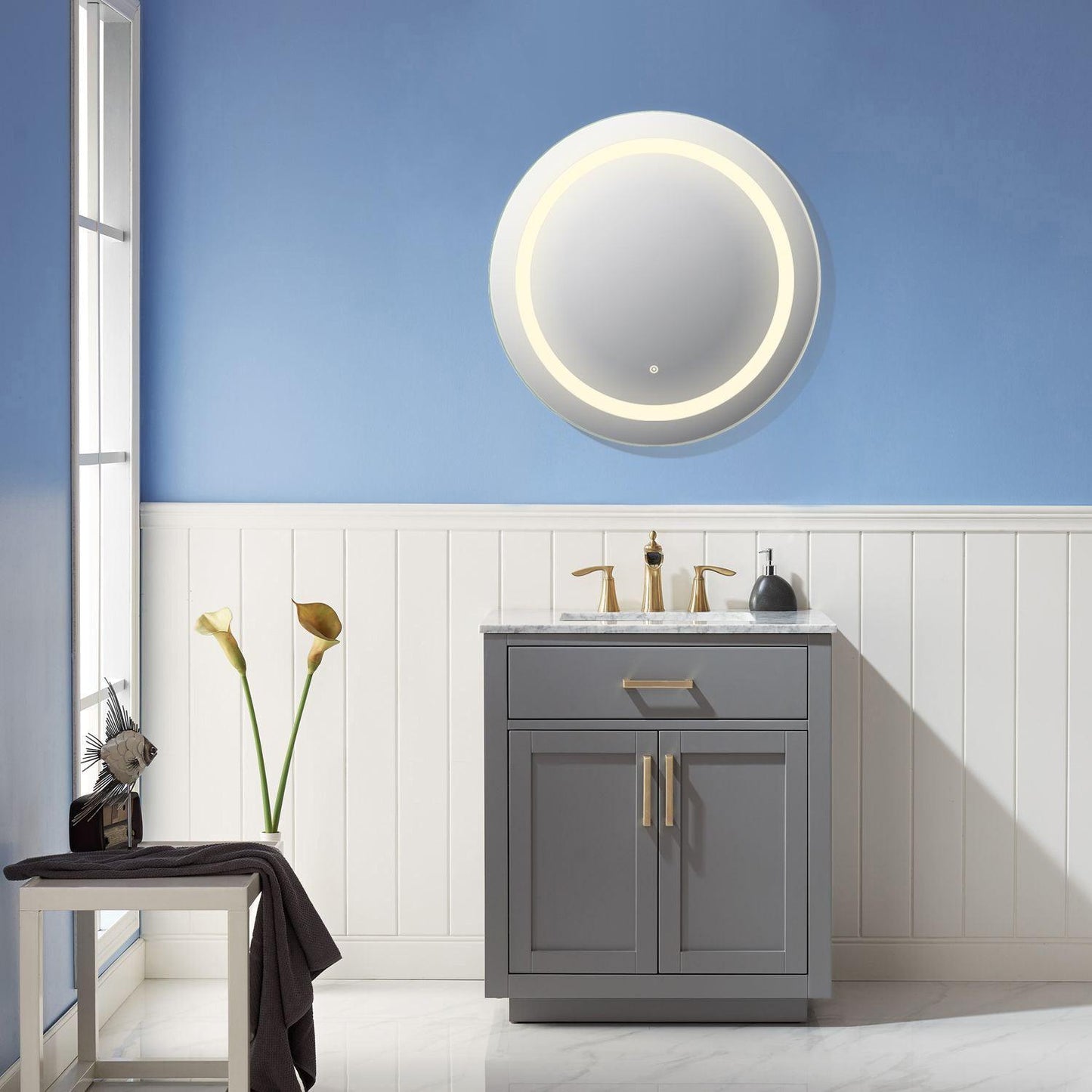 Altair Padova Round Frameless Modern LED Bathroom Vanity Mirror - Sea & Stone Bath