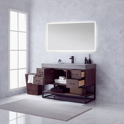 Vinnova Alistair Single Vanity with White/Grey Grain Stone Countertop