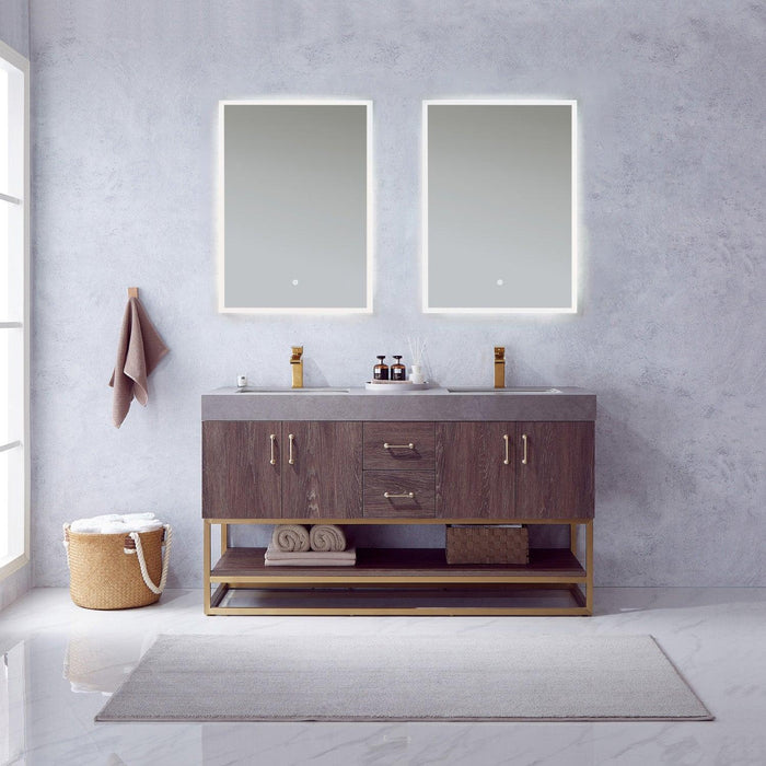 Vinnova Alistair Double Vanity with White/Grey Grain Stone Countertop - Sea & Stone Bath