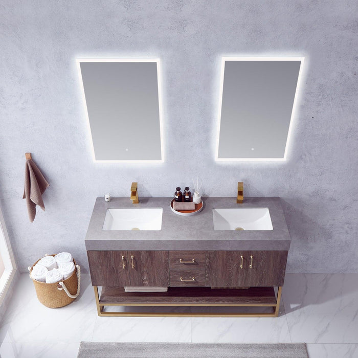 Vinnova Alistair Double Vanity with White/Grey Grain Stone Countertop - Sea & Stone Bath
