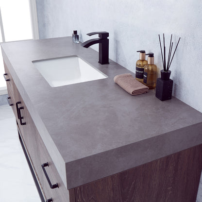 Vinnova Alistair Single Vanity with White/Grey Grain Stone Countertop