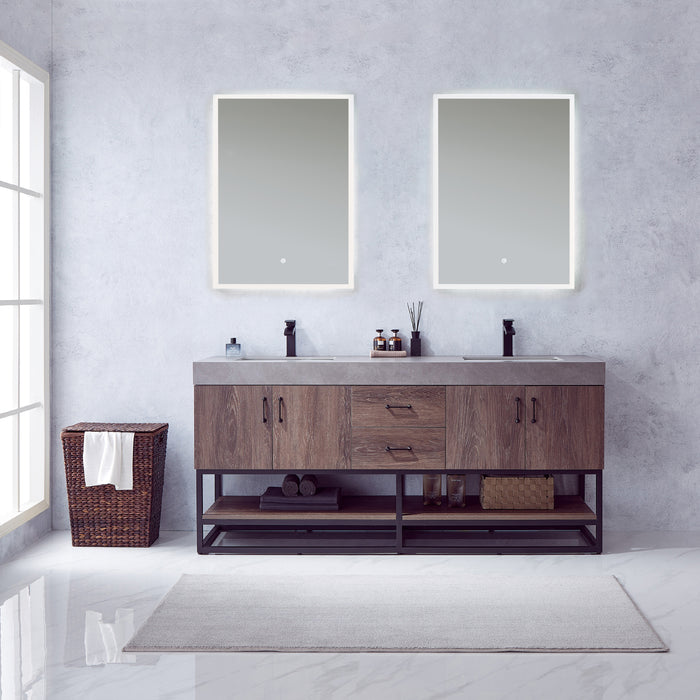 Vinnova Alistair Double Vanity with White/Grey Grain Stone Countertop