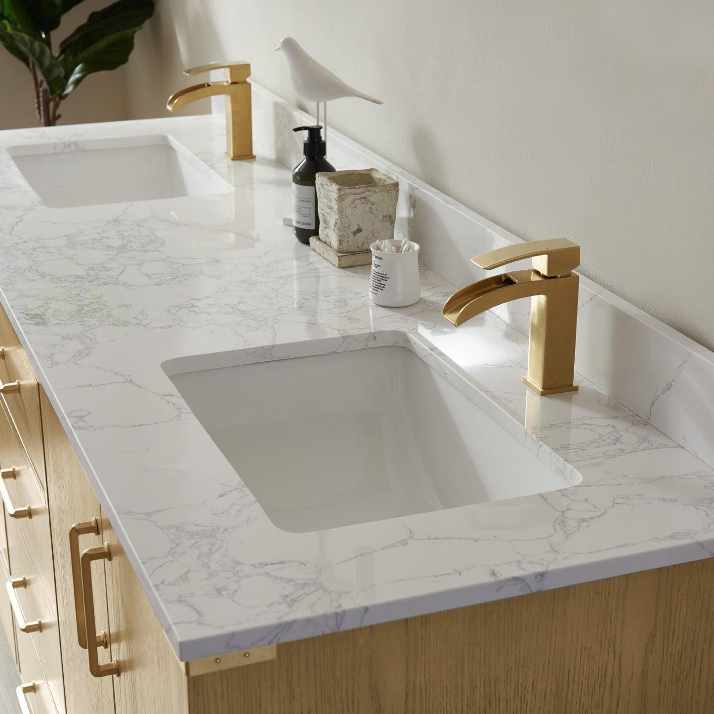 Vinnova Zaragoza Double Vanity with White Composite Grain Stone Countertop - Sea & Stone Bath