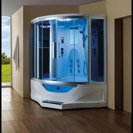 Mesa Blue Glass Steam Shower with Jetted Tub (WS-702A) - Sea & Stone Bath