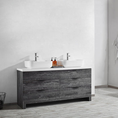Vinnova Spencer Double Vanity with Artificial Fine white stone countertop - Sea & Stone Bath