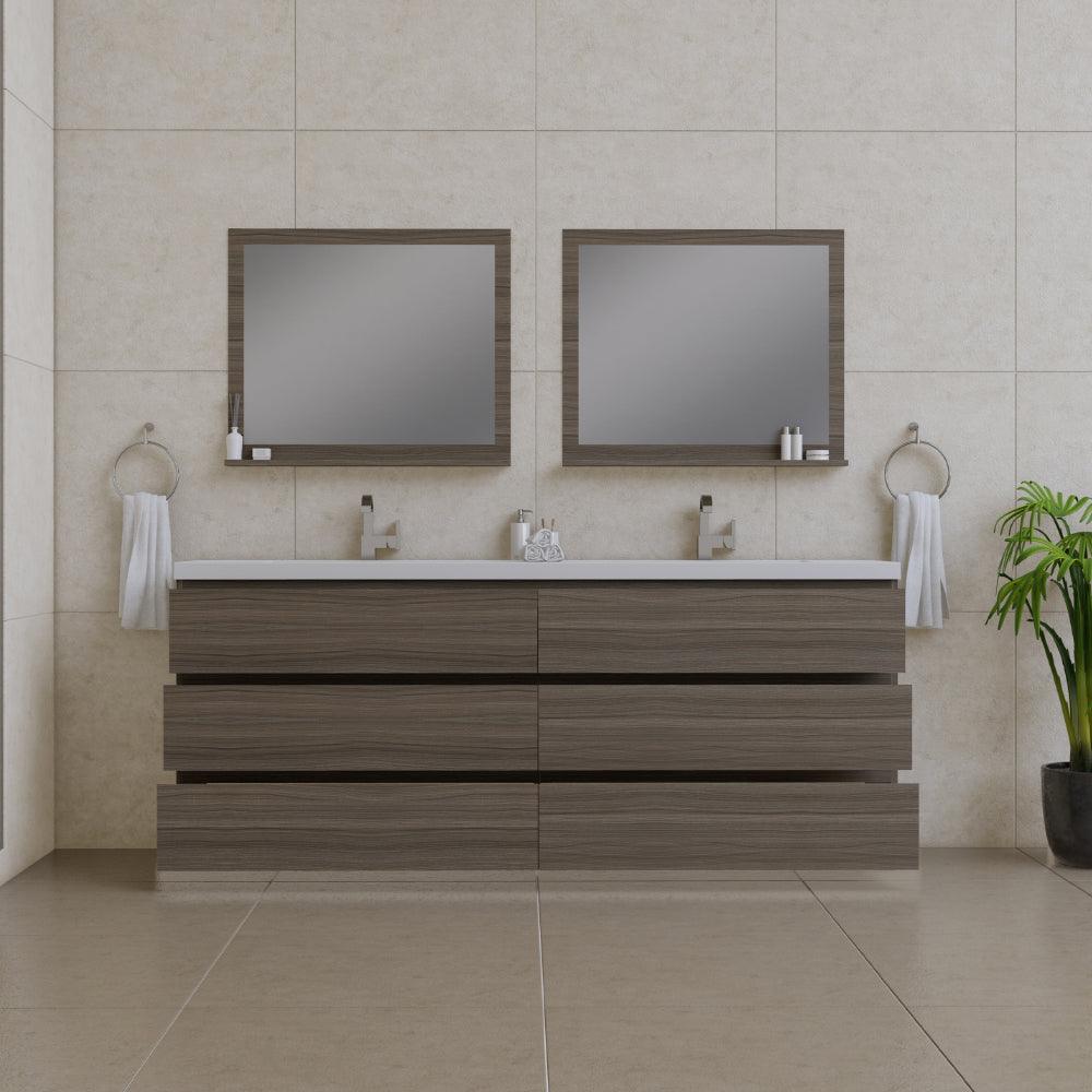 Alya Bath Paterno Double Modern Freestanding Bathroom Vanity, Optional Mirror - Sea 