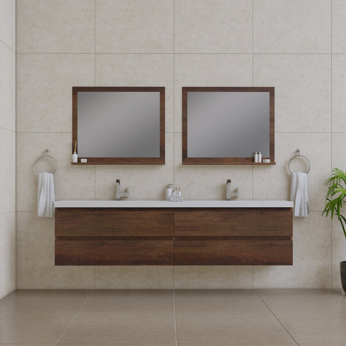 Alya Bath Paterno Double Modern Wall Mounted Bathroom Vanity, Optional Mirror