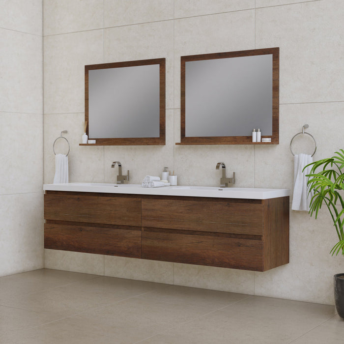 Alya Bath Paterno Double Modern Wall Mounted Bathroom Vanity, Optional Mirror