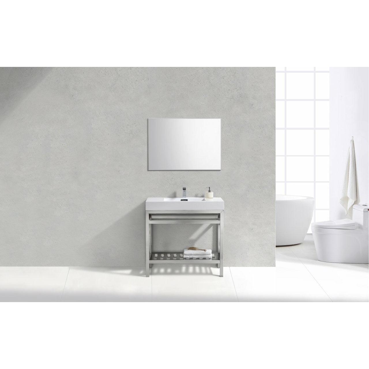 KubeBath Cisco Single Sink Stainless Steel Console with Acrylic Sink - Sea & Stone Bath