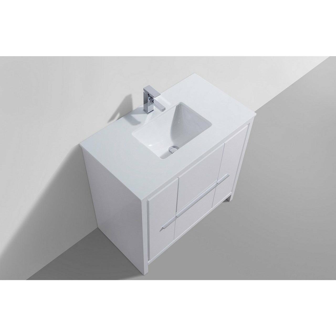 KubeBath Dolce Modern Single Bathroom Vanity with White Quartz Counter-Top - Sea & Stone Bath
