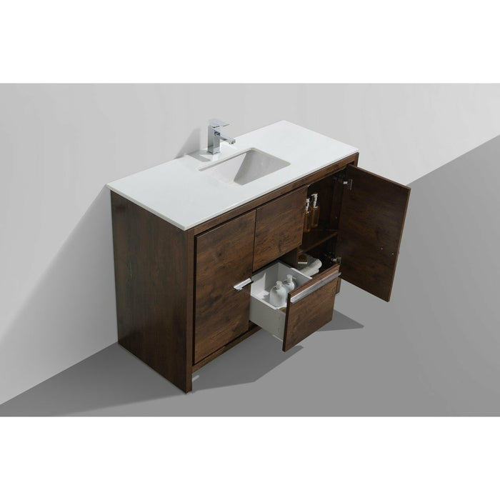 KubeBath Dolce Modern Single Bathroom Vanity with White Quartz Counter-Top