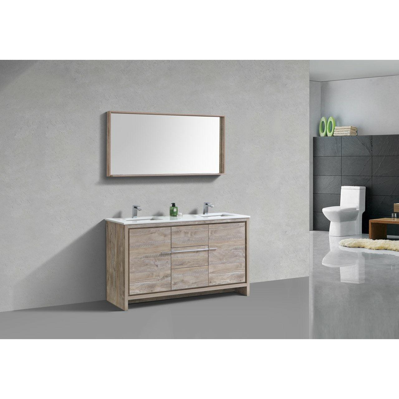 KubeBath Dolce Double Sink Modern Bathroom Vanity with White Quartz Counter-Top - Sea & Stone Bath