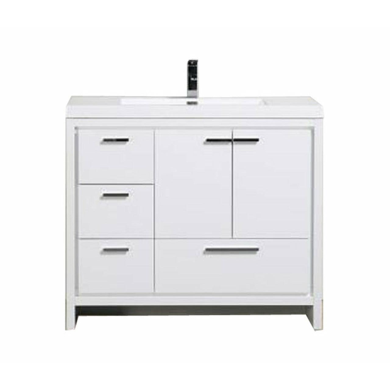 Alma Allier 42" Single Vanity With Integrated Sink - Right/Left Side Drawers - Sea & Stone Bath