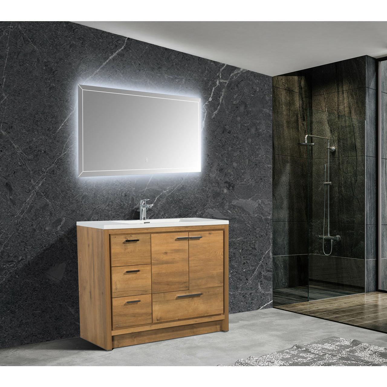 Alma Allier 42" Single Vanity With Integrated Sink - Right/Left Side Drawers - Sea & Stone Bath