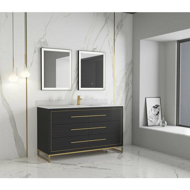 
  
  Alma Barsalona Single Bathroom Vanity Dawn grey , Golden Brass Hardware
  
