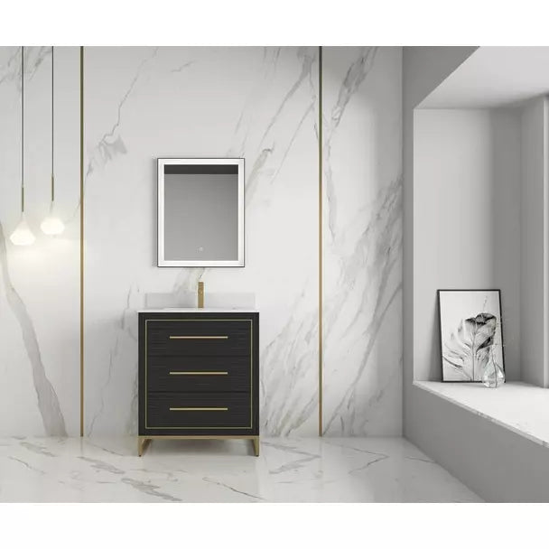
  
  Alma Barsalona Single Bathroom Vanity Dawn grey , Golden Brass Hardware
  
