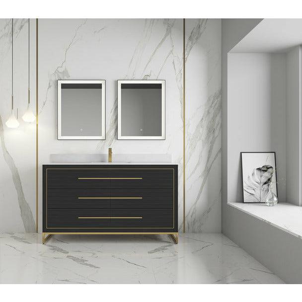 Alma Barsalona Single Bathroom Vanity Dawn grey , Golden Brass Hardware - Sea & Stone Bath