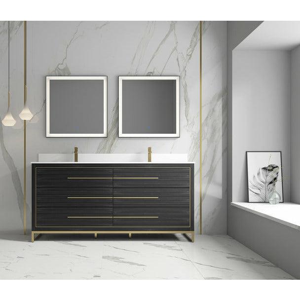 
  
  Alma Barsalona 72" Double Bathroom Vanity Dawn grey , Golden Brass Hardware
  
