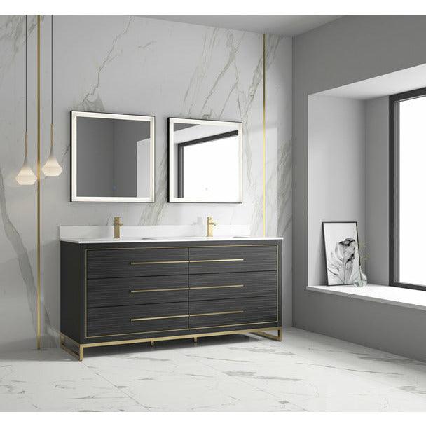 
  
  Alma Barsalona 72" Double Bathroom Vanity Dawn grey , Golden Brass Hardware
  
