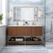 BEMMA Design Terra 60" Double Bathroom Vanity Set in Walnut with White Quartz or Carrara Marble Top - Sea & Stone Bath